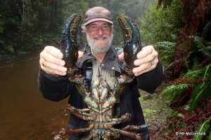 Rob McCormack with a 2.5 kg Giant Tasmanian Lobster Astacopsis gouldi